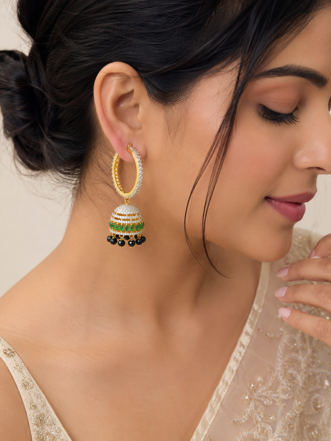 Emerald Aura Hoop Jhumkas