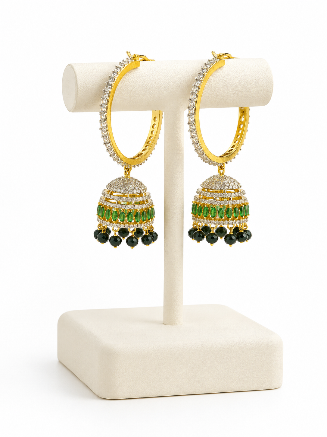 Emerald Aura Hoop Jhumkas