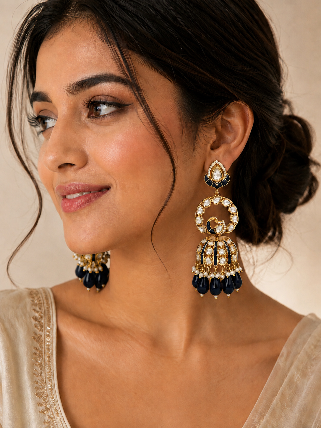 Neelambari Rajwadi Peacock Jhumkas