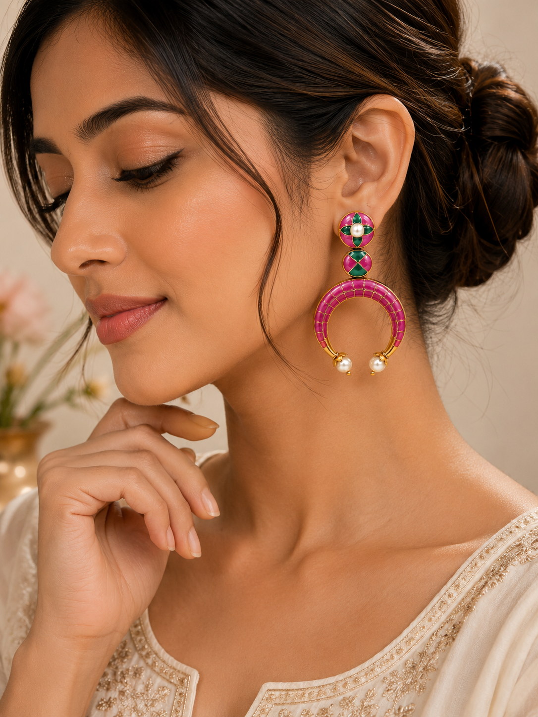 Gulnaar Meenakari Hoop Earrings