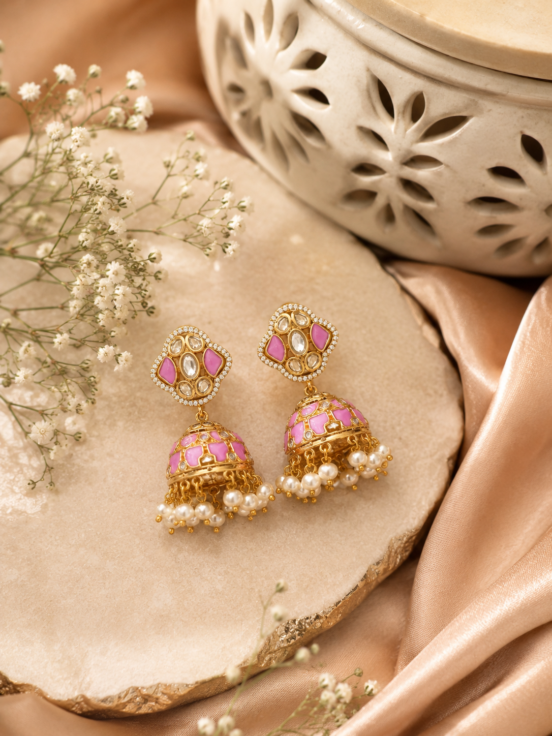 Gulbahaar Pearl Jhumkas