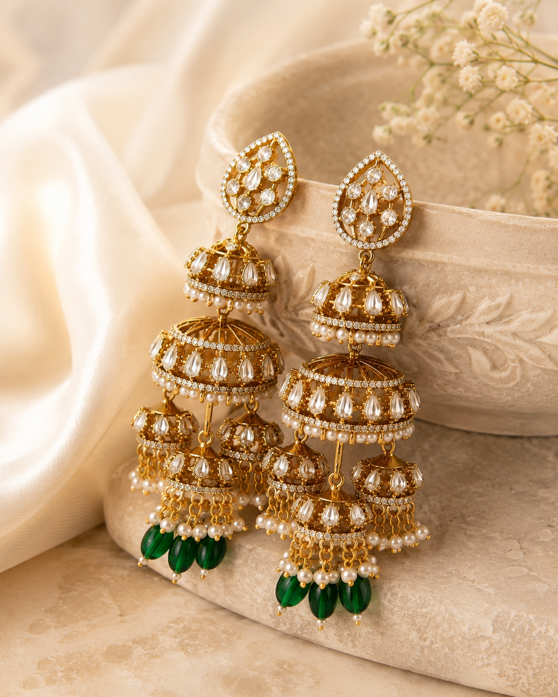 Emerald Noor Heritage Jhumkas