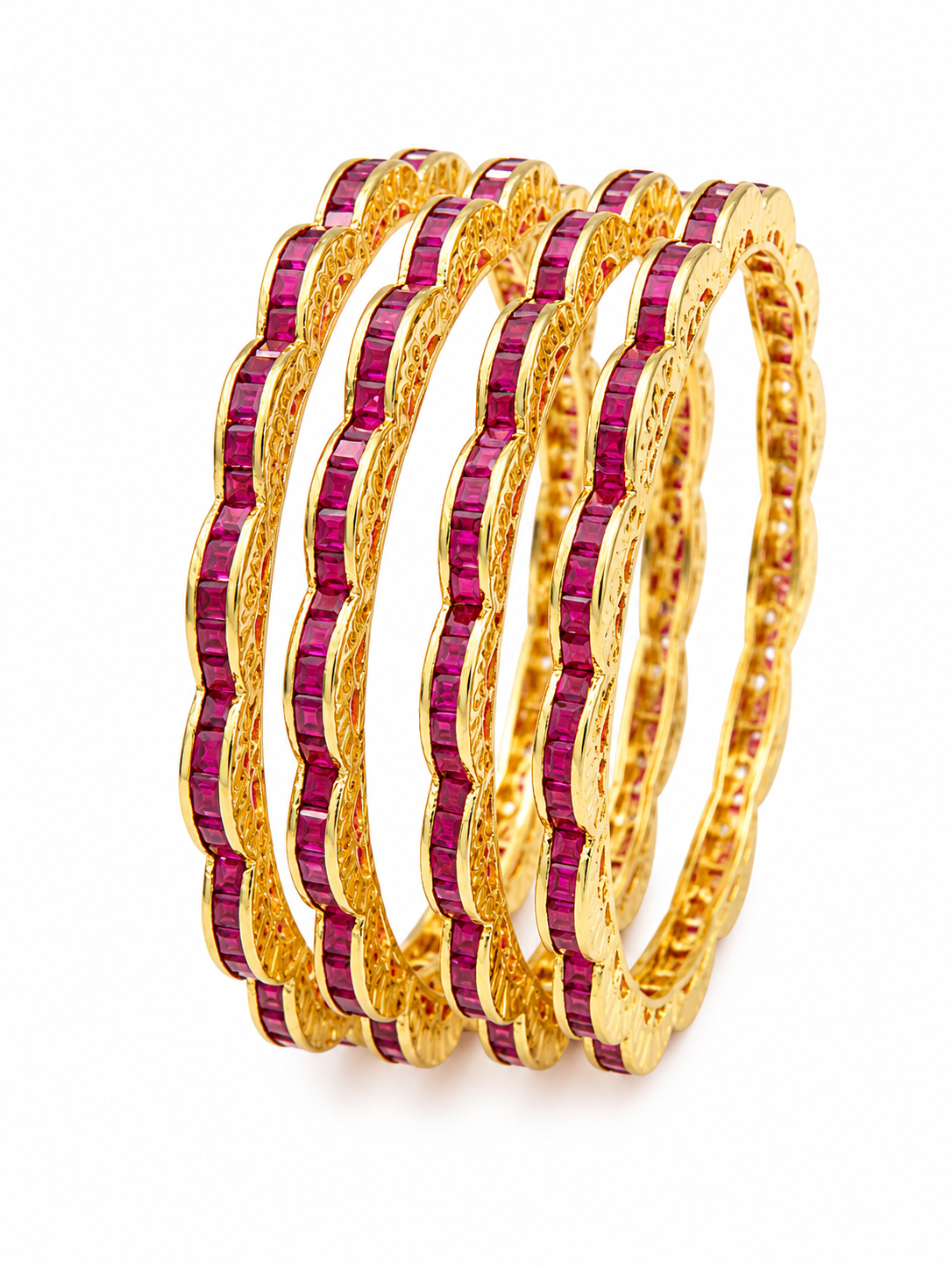 Ruby Royale Scallop Bangles