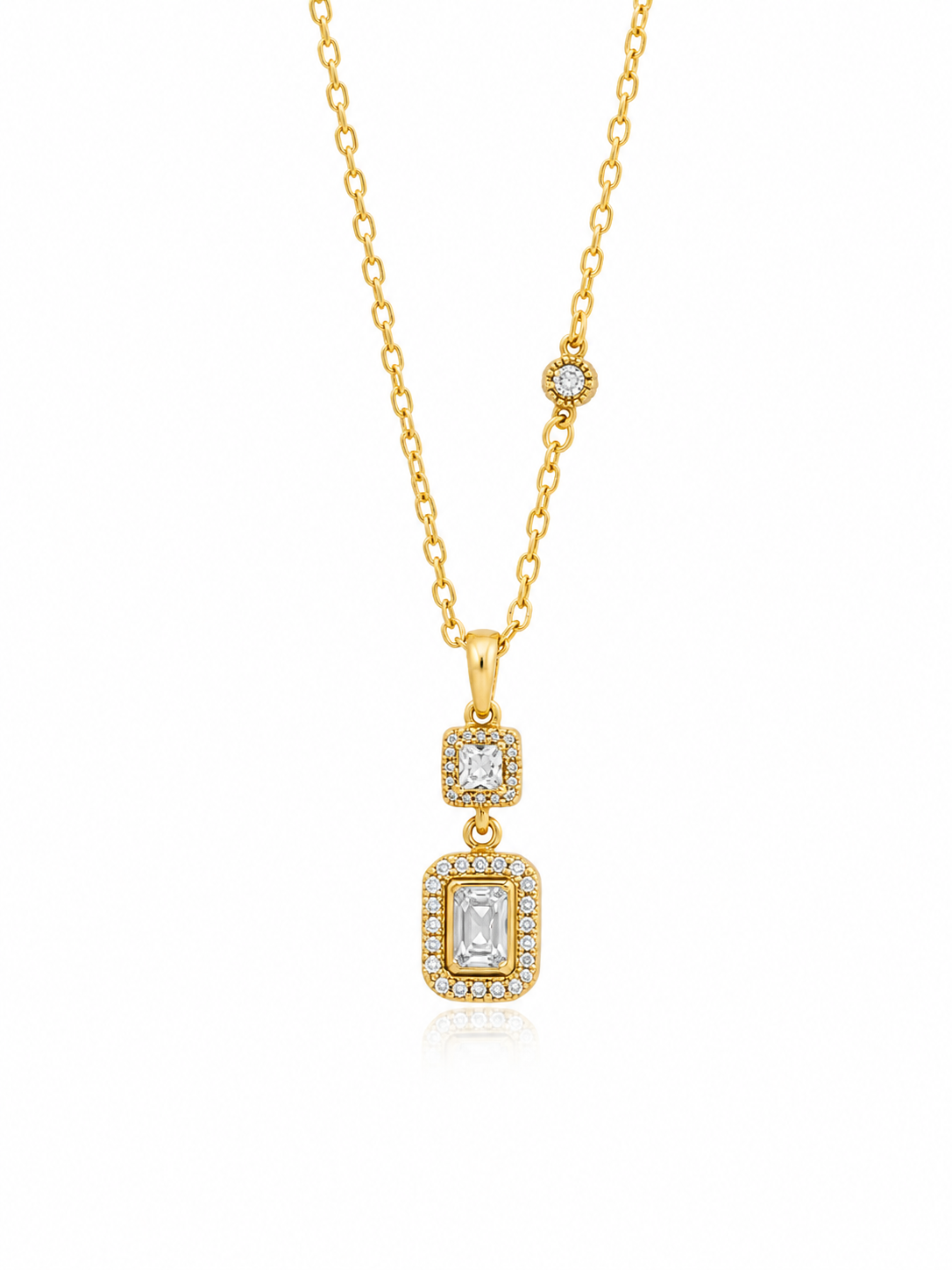 Celeste Duo Zircon Pendant Necklace