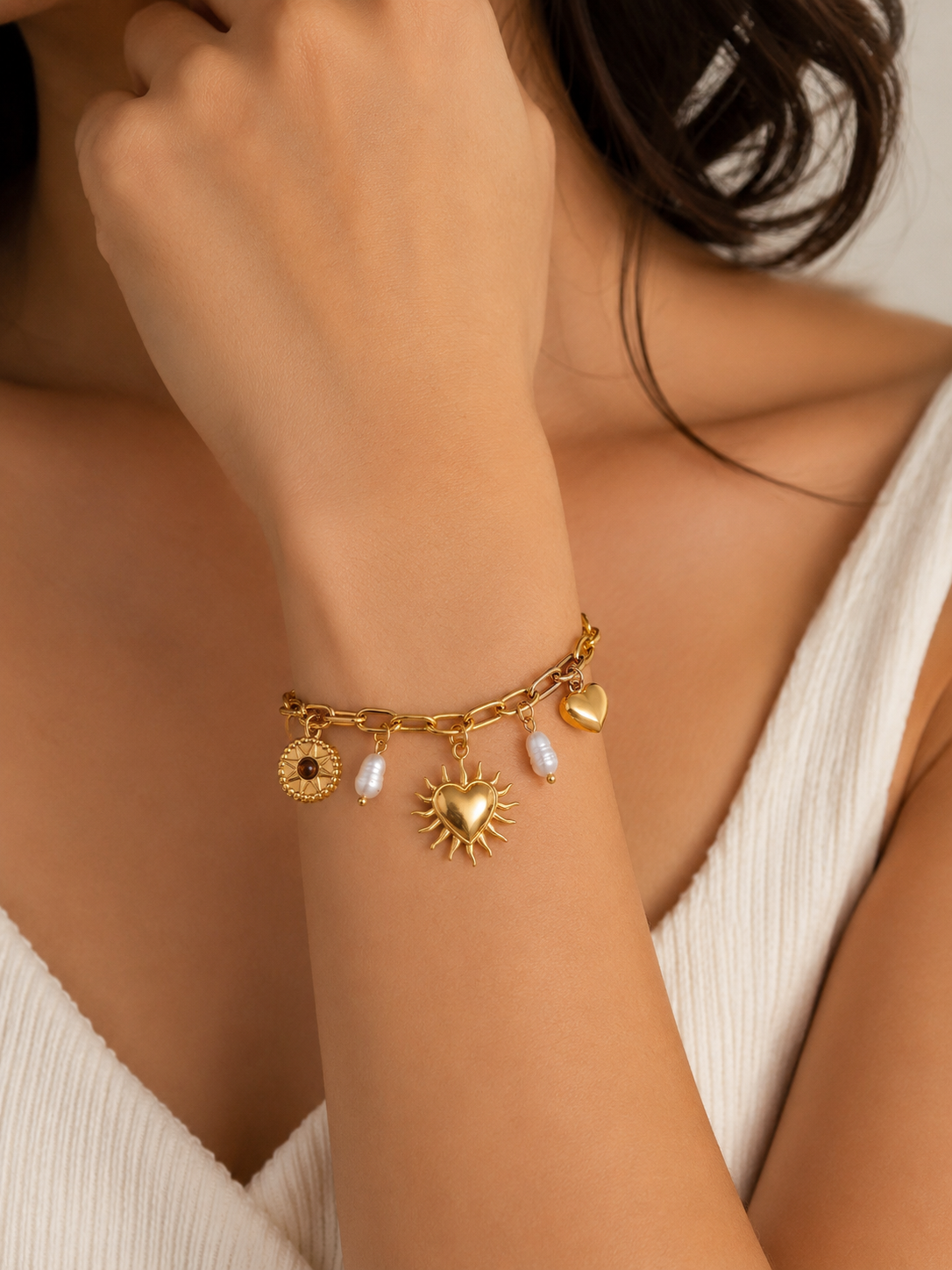 Soleil Heart Charm Bracelet