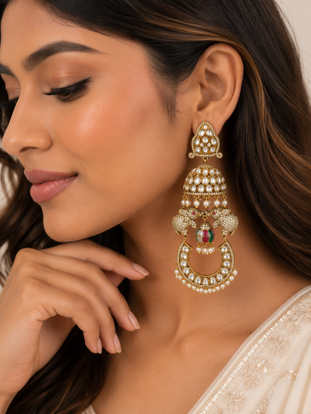Rajsi Gajmukut Heritage Earrings