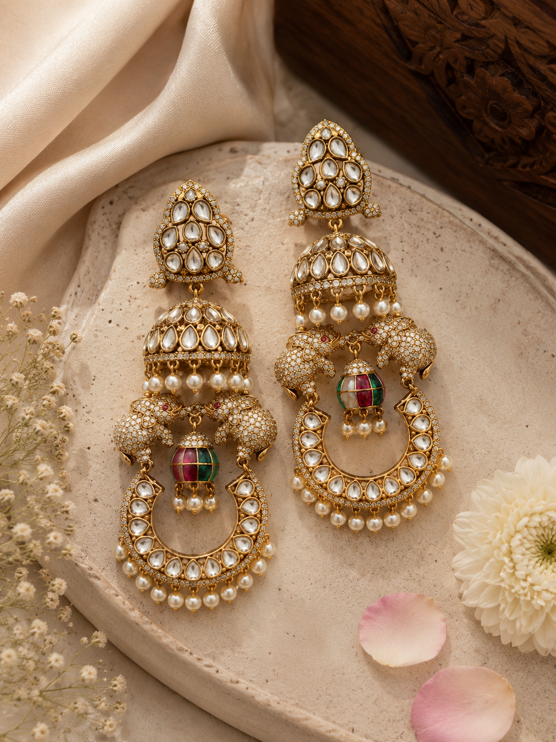 Rajsi Gajmukut Heritage Earrings