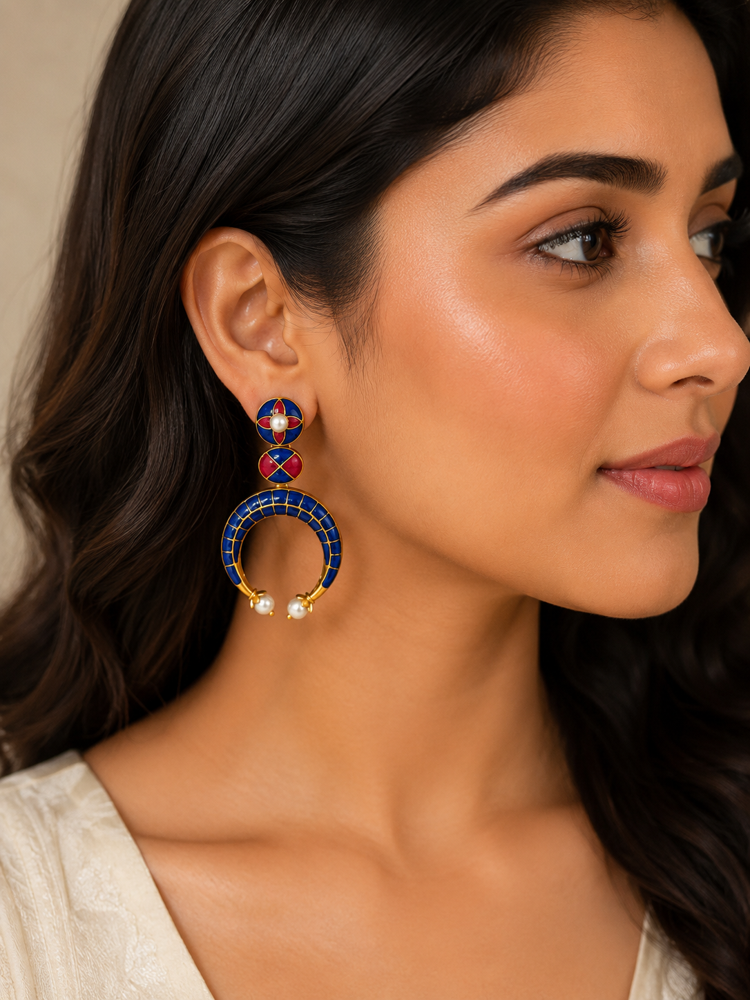 Noor Azure Crescent Earrings
