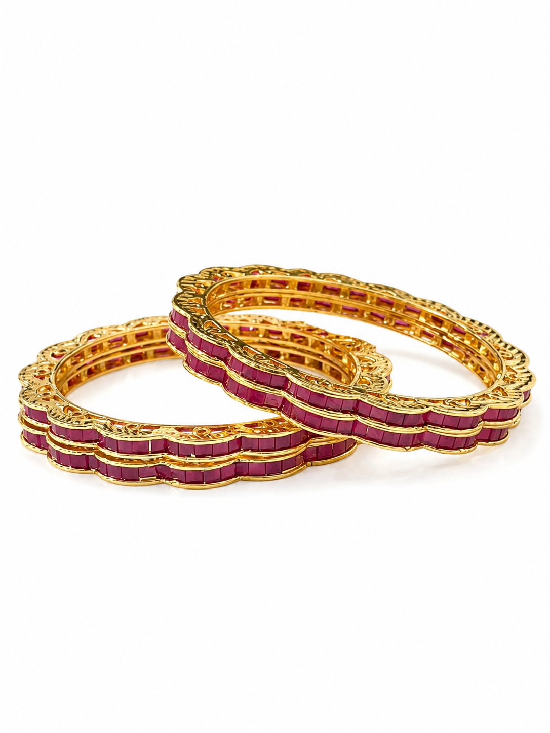 Ruby Royale Scallop Bangles