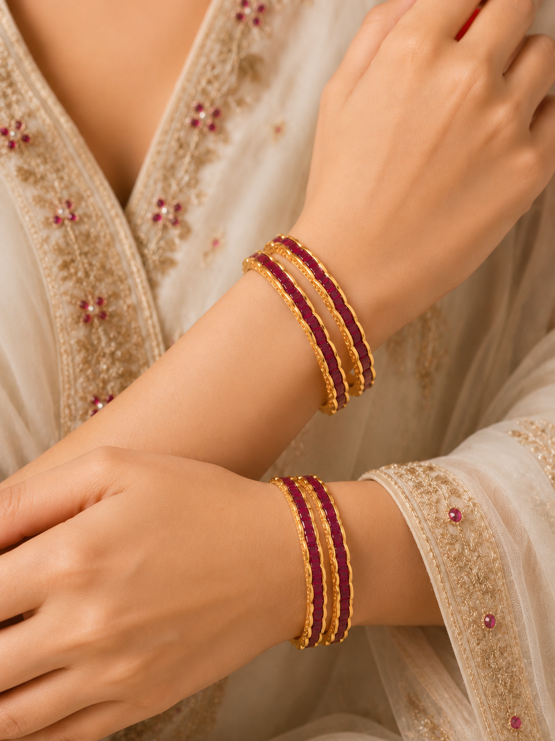 Ruby Royale Scallop Bangles