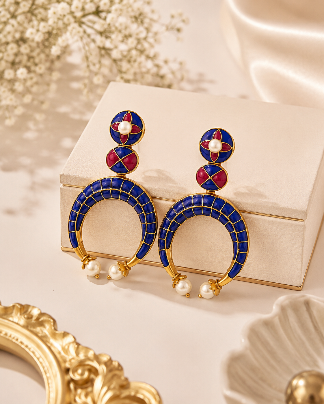 Noor Azure Crescent Earrings