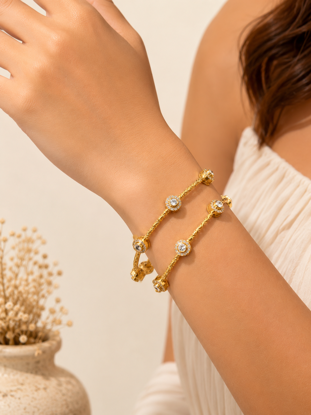 Celeste Halo Crystal Bangles