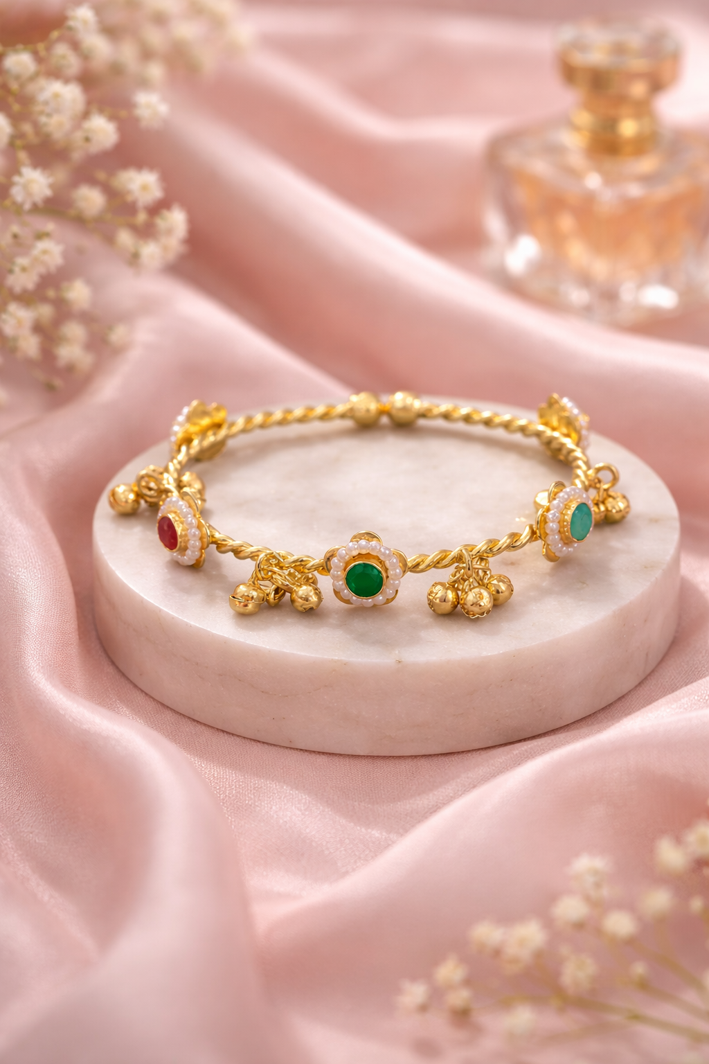 Rang Sutra Floral Ghungroo Bracelet - Pabeena