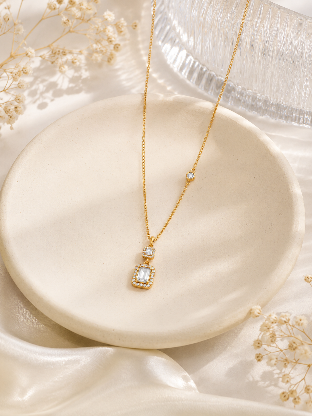 Celeste Duo Zircon Pendant Necklace