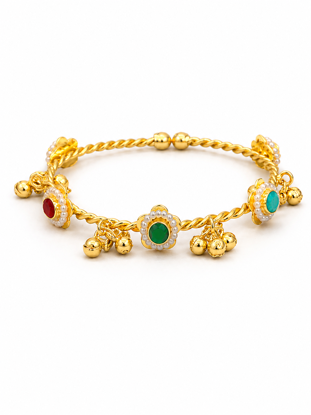 Rang Sutra Floral Ghungroo Bracelet - Pabeena